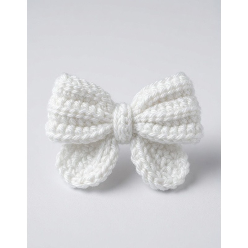White Crochet Bow