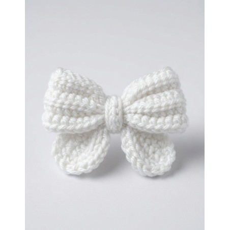 White Crochet Bow
