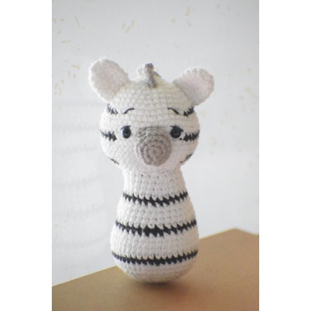 Zebra Stick Crochet Rattle Toy-Teething Relief & Easy to Grasp-For Infants