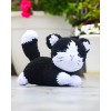 Handmade Crochet Cat Black and white Doll - Velvet Amigurumi Kitten
