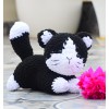 Handmade Crochet Cat Black and white Doll - Velvet Amigurumi Kitten