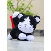 Handmade Crochet Cat Black and white Doll - Velvet Amigurumi Kitten