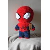 Handmade red and blue crochet Spider-Man amigurumi plushie by cuddling crochet